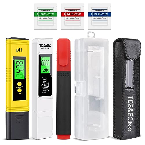 PH Messgerät TDS/EC Temperatur Bio-Mineral-Teststift 5 in 1 Set, Hohe Genauigkeit PH Wert Messgerät, 3in1 TDS Messgerät für Süßwasser, Aquarium, Pool, Teich, Labor, Trinkwasser von Nizirioo