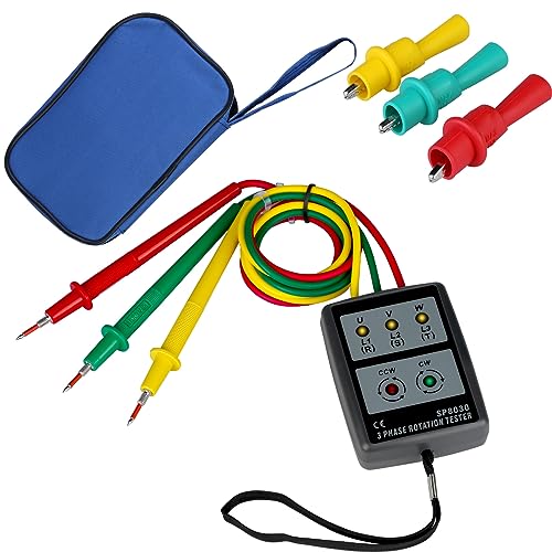 Phasenprüfer Drehfeldmessgerät Digitale Phasenanzeige Sequenzentester: 3 Phasenfolge Presence Rotation Tester mit Krokodilklemmen und Summertester, Spannungsprüfer AC60V~600V für Hochspannungsgeräten Phasenprüfer Drehfeldmessgerät Digitale Phasenanzeige Sequenzentester: 3 Phasenfolge Presence Rotation Tester mit Krokodilklemmen und Summertester, Spannungsprüfer AC60V~600V für Hochspannungsgeräten von Nizirioo