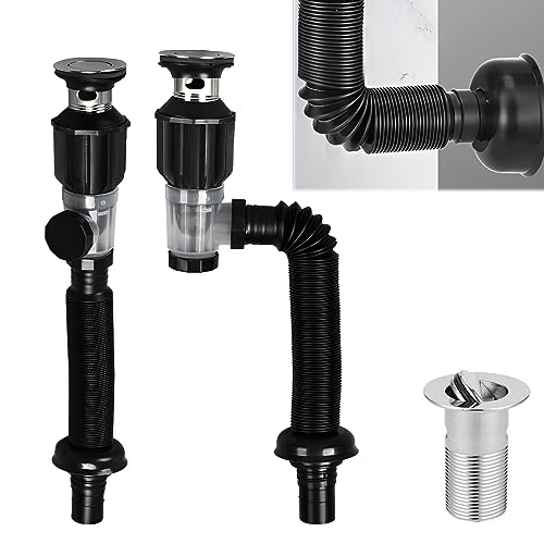 Siphon Waschbecken kit Siphon mit Ablaufgarnitur: Nizirioo Abflussrohr-Kit für Waschbecken und Spüle Badezimmer Waschbecken Abfluss Kit mit Flexibler Ablaufschlauch 300-1000mm Erweitert Werden Können von Nizirioo