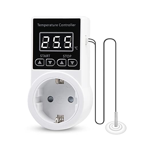 Thermostat Steckdosen Digital Temperaturregler: Heizungsthermostat mit NTC-Sonde für Heizung Heizgeräte, Digital Thermostat Steckdose für Gewächshaus, Aquarium Heizung Kühlen (1) von Nizirioo