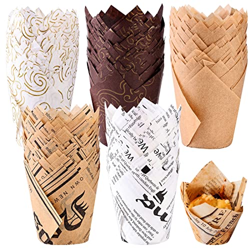 Tulpe Muffin Fälle, Tulpen Muffinförmchen Papier, Cupcake Backbecher 250 Stück Muffinförmchen Papier, Muffinförmchen Tulpe für Cupcakes Muffins Party, Hochzeit, Kinder Geburtstag Party von Nizirioo