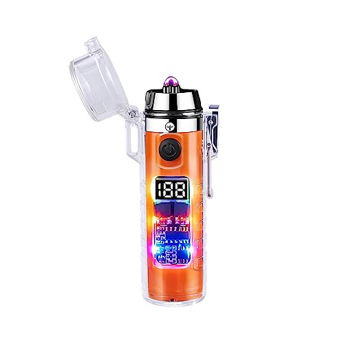 USB Elektronische Feuerzeug Lichtbogen Feuerzeug: Wasserdicht & Winddicht Feuerzeug, COB Taschenlampe, Feuerzeug mit Leistungsanzeige und Nutzungsanzahlanzeige für Camping, Wandern von Nizirioo