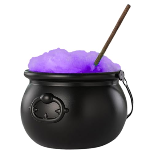 Njidher Großer - Schwarze Kesseldekoration mit Lichtern für den Außenbereich, 7 Farben, Fernbedienung, zur Dekoration von Haus, Garten, Innen- und Außenbereich von Njidher