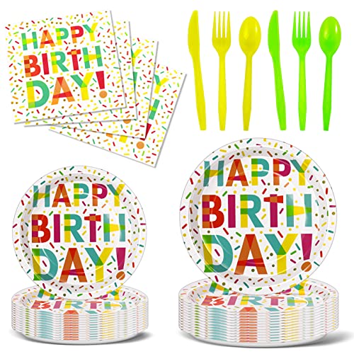 Nkaiso Partygeschirr 144 Stück Buntes Kindergeburtstag Mädchen Party Deko Zubehör Set ​Papier Geschirrset einschließlich Pappteller Servietten Wiederverwendbar Geschirr -24 Gäste von Nkaiso