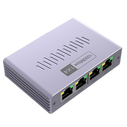 Ethernet Switch | Ethernet Kabel Verteiler 1 Eingang 4 Ausgänge | Gigabit Router Adapter Plug and Play Geringe Latenz Für Studentenzimmer Wohnzimmer Homeoffice von Nkmujil