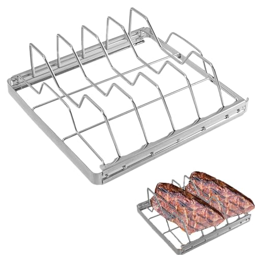 Barbecue Grill Rack, BBQ Grill Cooking Rack, Folding Rib Rack Outdoor Grill, Stainless Steel Grilling Rack, BBQ Tools Rack, Grilling Accessories Rack for Outdoor von Nkmujil