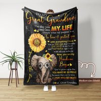 Für Meine Urenkel Decke, Decke Für Jungen, Elefant Und Sonnenblume Familiendecke, Personalisierte Namensdecke, Weihnachtsdecke von NnhCraft