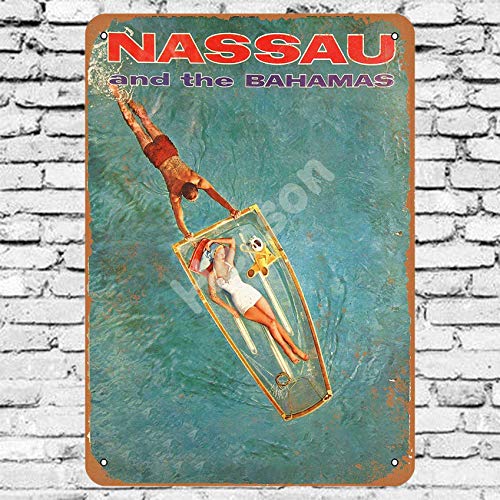 1962 Nassau Bahamas Travel Poster Blechschild Metall Plakat Warnschild Retro Eisenblech Plakette Jahrgang Poster Schlafzimmer Familie Wand Aluminium Kunstdekor von No/Brand