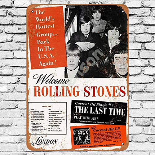 1965 Rolling Stones US Tour Blechschild Metall Plakat Warnschild Retro Eisenblech Plakette Jahrgang Poster Schlafzimmer Familie Wand Aluminium Kunstdekor von No/Brand