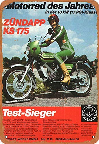 Motorrad Des Jahres Zündapp Ks 175 Testsieger Blechschild Metall Plakat Warnschild Retro Eisenblech Plakette Jahrgang Poster Schlafzimmer Familie Wand Aluminium Kunstdekor von No/Brand