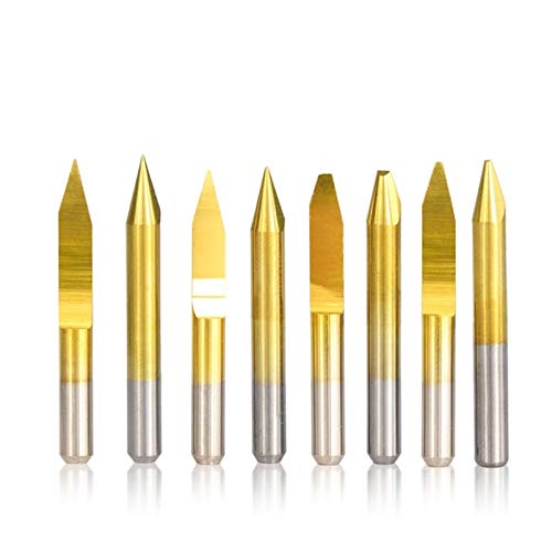 FMN-TOOLS, 10pcs 30/40 Grad 3,175 mm Shank Verzinnen PCB 3D-Fräser mit flachem Boden Schaftfräser Hartmetall-PCB Gravieren Bit (Größe : 10PCS degree40X0.2mm) von No Logo