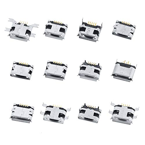 Kein Logo FM-USB, Typ 60 Stück 5 Pin SMT Sockel Micro USB B Female Placement 12 Modelle SMD Dip Stecker Each 5PCS von No Logo