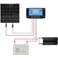 Solar-Set 200W Solaranlage 200 Wp inkl. Akku, inkl. Anschlusskabel, inkl. Laderegler, inkl. Wechselr von No Name