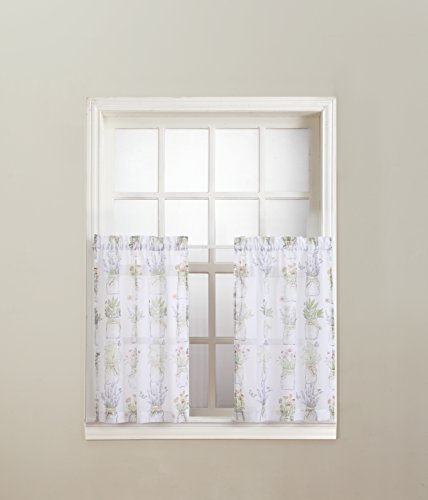 No. 918 Eve's Garden Küchenvorhang, Blumenmuster, 137 x 91 cm, Weiß, 2 Stück von No. 918