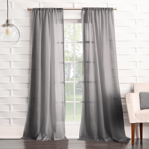 Nr.918 Tayla Crushed Texture Semi-Sheer Schlaufenschal 50" x 120" grau von No. 918