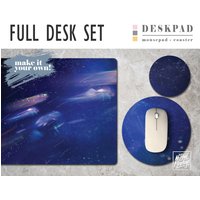 Galaxy Print Schreibtischmatte, Mousepad & Untersetzer Set, Schreibtisch Accessoire Home Office, Büro Dekor, Trendy Workspace, Gaming Desk, Work von NoBadMondays