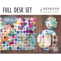 Paint Drops Aquarell Schreibtischmatte, Mousepad & Untersetzer Set, Schreibtisch Büro Dekor, Home Office, Arbeitsutensilien, Studenten Schreibtisch von NoBadMondays