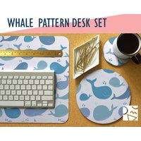 Wal Muster Schreibtischmatte, Mauspad & Untersetzer Set, Schreibtisch Accessoire Home Office, Matte, Trendy Workspace, Büro Dekor von NoBadMondays