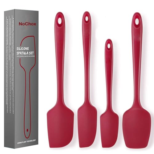 Teigschaber Set, NoChoX Hitzebeständig Silikon spatel + Silikon Kochlöffel, Küche Spatula + Löffel für Thermomix TM5,TM6 und TM31 (Rot) von NoChoX