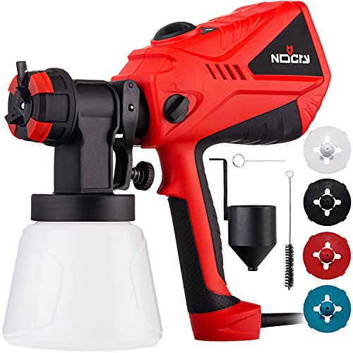 NoCry 1200 ml/min Elektro Lackierpistole - 600 Watt Motor, Farbsprühsystem mit verstellbarem Luft- und Farbfluss, 1000 ml Behälter, 3 Sprühmuster, 4 Düsen von NoCry