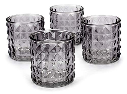 NoNa KAYO anthrazit grau - 4er Set Teelichtglas - Teelichtgläser Windlicht Kerzenglas Kerzengläser orientalisch Vintage von NoNa