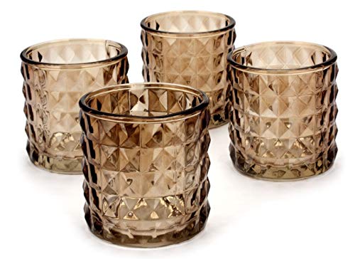 NoNa KAYO rost braun - 4er Set Teelichtglas schwer - Teelichtgläser Kerzenglas Kerzengläser orientalisch Vintage von NoNa