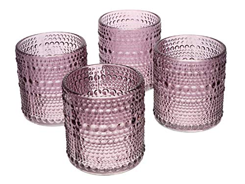 NoNa ORIS violett lila - 4er Set Teelichtglas - Teelichtgläser Kerzenglas Kerzengläser Windlicht Vintage orientalisch von NoNa