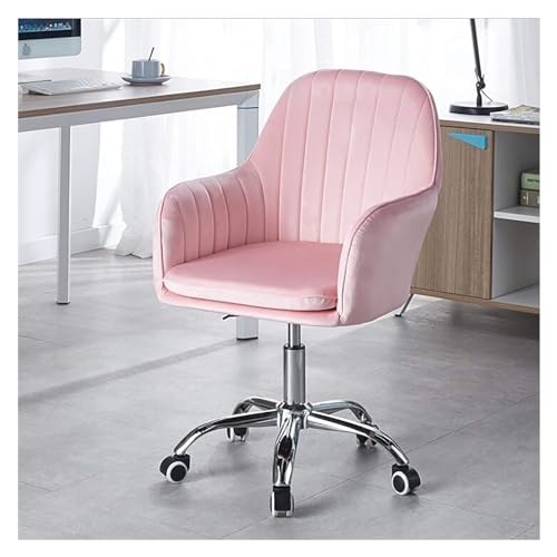 NoSper Stuhl Arbeitsstuhl für Wohnzimmer, Arbeitszimmer, Schlafzimmer, Bürostuhl aus Samt, verstellbarer Drehstuhl, Computerstuhl mit mittlerer Rückenlehne (Farbe: Rosa, Größe: 59 x 46 cm) von NoSper