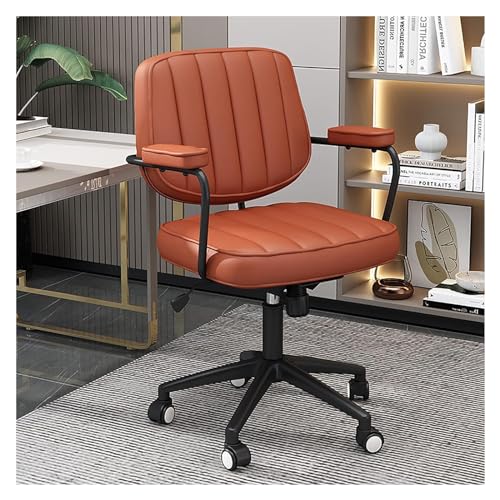 Stuhl Büro-Schreibtischstühle mit Rädern, ergonomischer Chefsessel mit Neigung, bequeme Drehstühle, Vintage-Computerstühle für (Farbe: Braun, Größe: 46 x 49 x 92 cm) von NoSper