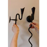 "Paar Mid-Century Wandleuchten "Schweden" Mit Schwarzer Beschichtung in Rustikalem Finish" von NoahAncienneUK