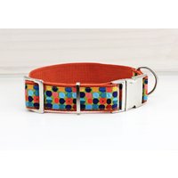 Hundehalsband, Hund, Gepunktet, Hellbraun, Bunt, Punkte, Hundeleine, Hunde, Welpe, Blau, Rot, Gelb, Retro, Stylisch, Hundezubehöhr von NoahMeetsScottiePets