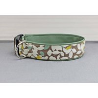 Hundehalsband, Hund, Halsband, Blätter, Mit Kunstleder in Olivgrün, Baum, Pflanzen, Gelb, Braun, Natur, Boho, Herbst von NoahMeetsScottiePets