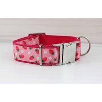 Hundehalsband Mit Erdbeeren, Rosa Und Pink, Obst, Hund, Haustier, Welpe, Sommer, Niedlich, Hundeleine von NoahMeetsScottiePets