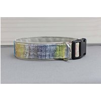 Hundehalsband Mit Farbverlauf, Gelb Und Grau, Bunt, Kunst, Kunstleder in Hellgrau, Farbenfroh, Modern, Trendy, Hund, Halsband von NoahMeetsScottiePets