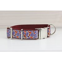 Hundehalsband Mit Mohnblumen in Fieder Und Orange, Gurtband Braun von NoahMeetsScottiePets