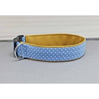 Hundehalsband Mit Punkten, Hellblau Und Weiß, Gepunktet, Kunstleder in Gelb, Niedlich, Hund, Haustier, Welpe, Blau von NoahMeetsScottiePets