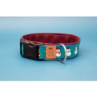 Hundehalsband Snowman, Größe S/30mm, Weihnachten, Schneemann, Türkis, Blau, Schnee, Haustier, Winter, Advent, Hunde, Hundemama von NoahMeetsScottiePets