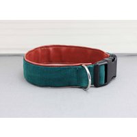 Hundehalsband in Dunkelgrün, Tannengrün, Cordstoff, Mit Kunstleder Braun, Wald, Natur, Modern, Hund, Halsband von NoahMeetsScottiePets