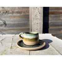 Bliss Handgemachte Keramik Espressotasse Mit Untertasse, Steinzeug Und Untertassen-Set von NoarCeramics