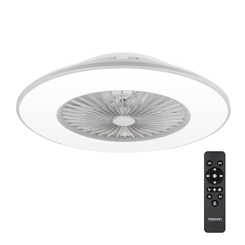 Noaton Deckenventilator mit Beleuchtung 11056GR Vega, LED Dimmbar max 40 W, 3 Farbtemperaturen, Fernbedienung, Timer, Luftdurchsatz bis zu 45 m3/min, für Wohnzimmer Ø56cm Grau, mit Lautsprecher von Noaton