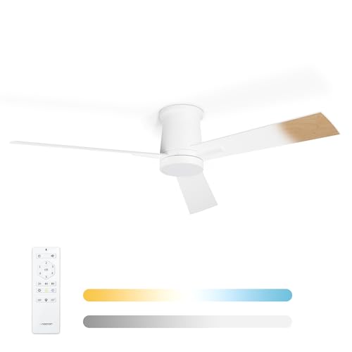 Noaton Deckenventilator mit Beleuchtung und Fernbedienung, Weiß/Naturholz, 3 Flügel, Liese, 6 Geschwindigkeiten, Ø132 cm, Dimmbar LED 22,9 W, Timer, DC-Motor 35 W, Sommer-Winterbetrieb Noaton Deckenventilator mit Beleuchtung und Fernbedienung, Weiß/Naturholz, 3 Flügel, Liese, 6 Geschwindigkeiten, Ø132 cm, Dimmbar LED 22,9 W, Timer, DC-Motor 35 W, Sommer-Winterbetrieb von Noaton