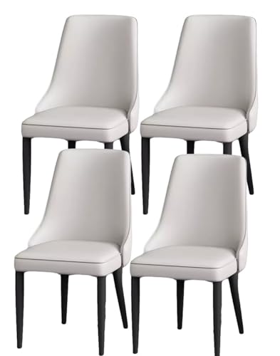 NobUku Set mit 4 Ergonomischen Stühlen, Metallfüßen, Ledersitz, Esszimmerstuhl, Leicht zu Reinigender Lounge-Stuhl, Geeignet for Küche, Küche, Wohnzimmer, Schlafzimmer (Color : White) von NobUku