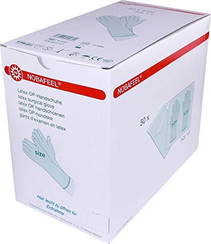 50 Paar sterile OP Handschuhe Latex Einmalhandschuhe PF Gr. 8,5 von NUGOYA