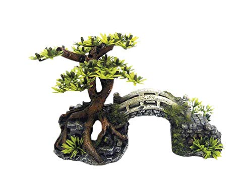 Nobby Aqua Ornaments BRÜCKE MIT BONSAI mit Pflanzen, 20,3 x 9,0 x 14,0 cm, 1 Stück von Nobby