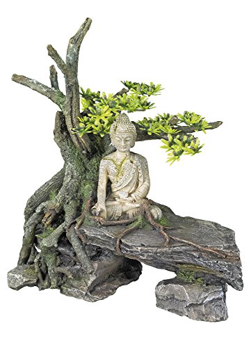 Nobby Aqua Ornaments BUDDHA MIT BAUM, 26,7 x 15,0 x 27,3 cm, 1 Stück von Nobby