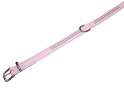 Nobby Halsband Crystal zweireihig, rosa / weiß 37 cm (27-32 cm), 17/19 mm, 1 Stück von Nobby
