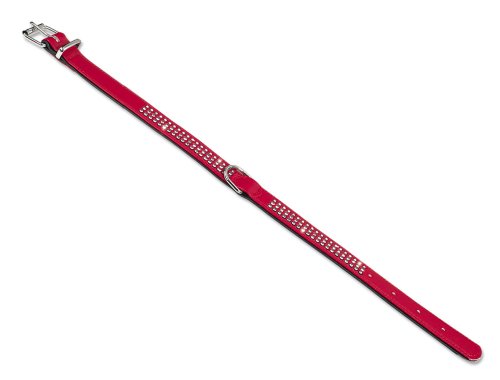 Nobby Halsband Crystal zweireihig, rot 37 cm (27-32 cm), 17/19 mm, 1 Stück von Nobby