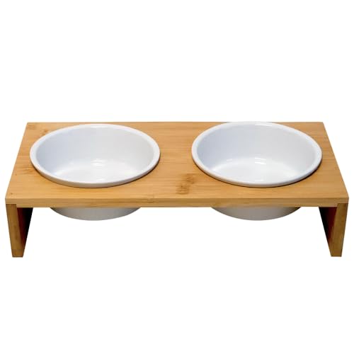 Nobby Hunde Futterbar Holz erhöht ILUS M 38 x 19 x 9 cm, 2 Näpfe Ø15x6 cm, 2x500 ml von Nobby