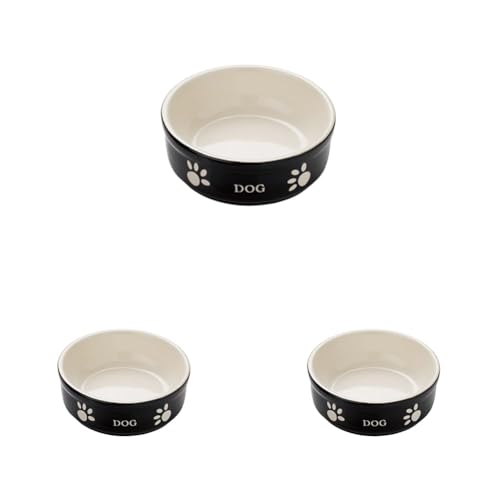Nobby Hunde Keramiknapf Dog, schwarz/beige 13,5 X 13,5 X 5 cm, 1 Stück (Packung mit 3) von Nobby