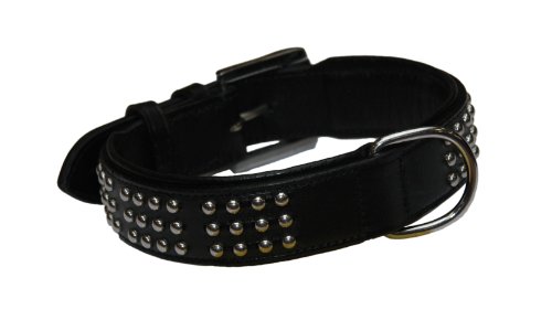 Nobby Leder Halsband VINTO, schwarz 55 cm (48-52 cm), 35 mm, 1 Stück von Nobby